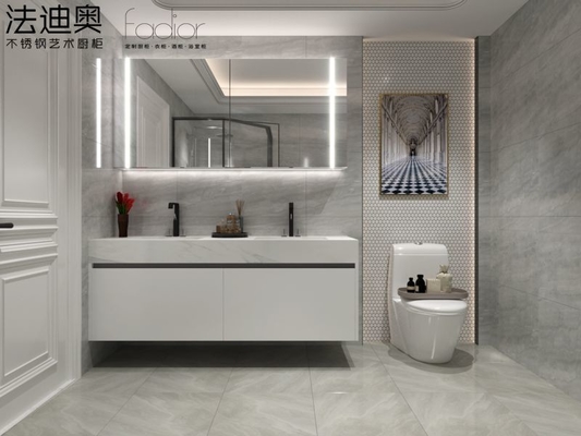 Şık Modern Minimalist Duvar Montajlı Vanity Dolabı Dayanıklı Paslanmaz Çelik Nem Direnci
