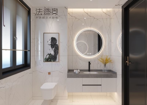 Modern Klasik Paslanmaz Çelik Banyo Vanity Akıllı Aksesuarlar ve Yüzen Tasarım