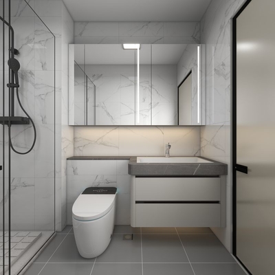 Modern Lüks Paslanmaz Çelik Vanity Uzay tasarrufu Akıllı Tasarım Kesintisiz Entegrasyon